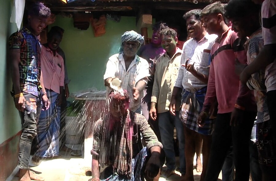 A unique festival celebrated by breaking a nut on the head at chamarajanagar gvd