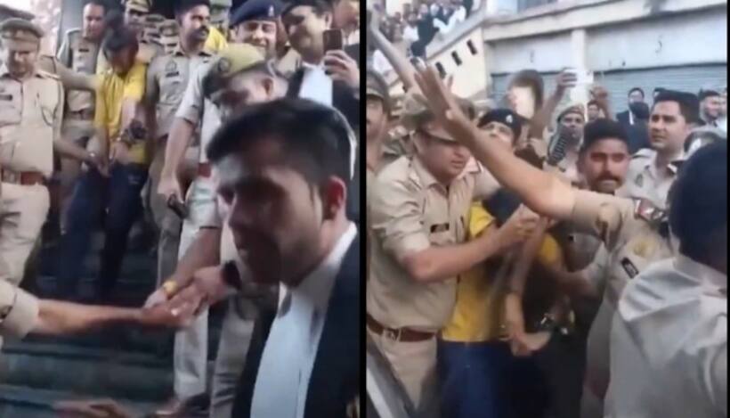 Lawyers thrash Muskan and Sahil, accused of ex navy officer's gruesome murder in UP, WATCH viral video