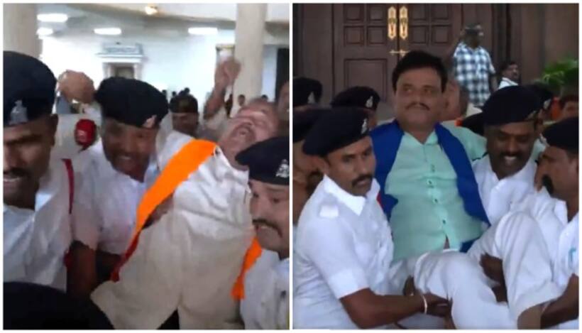 Drama in Karnataka Assembly: 18 BJP MLAs suspended amid 'honeytrap' showdown, carried out by marshals (WATCH)