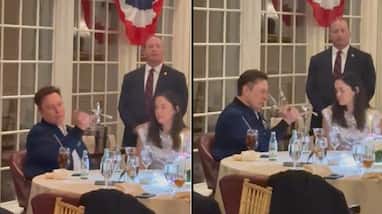 Elon Musk balances Spoon on finger at Donald trump dinner party florida goes viral Elon Musk balances Spoon on finger at Donald trump dinner party florida goes viral