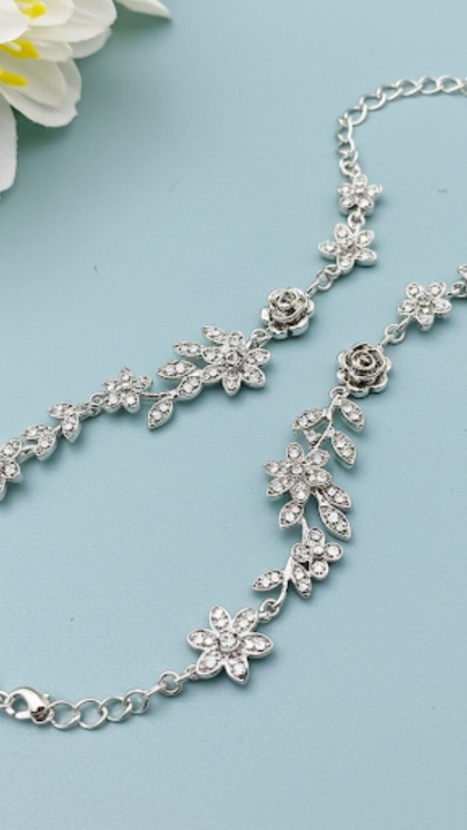 Rose Pattern Silver Anklet