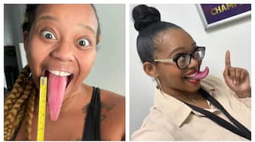 Woman holds a Guinness World Record for unusual tongue can pick up a spoon by wrapping her tongue around it Woman holds a Guinness World Record for unusual tongue can pick up a spoon by wrapping her tongue around it