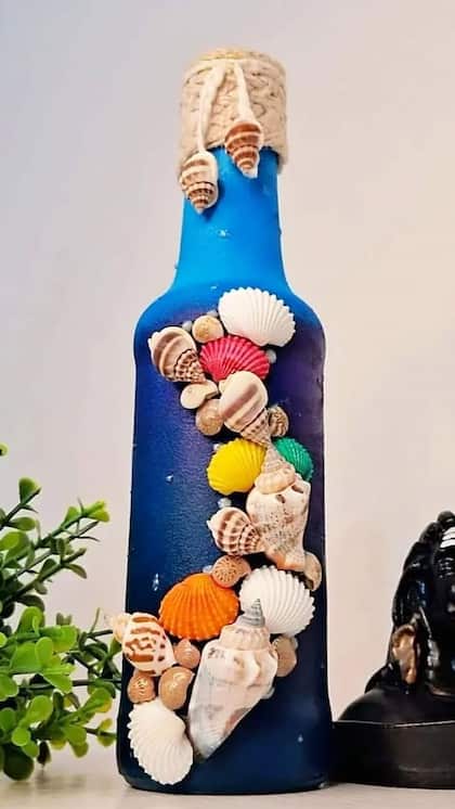 Seashell and Bottle Decor Item