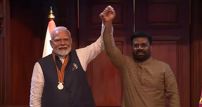 PM Modi conferred prestigious ‘Mithra Vibhushana’ medal by Sri Lanka (WATCH)