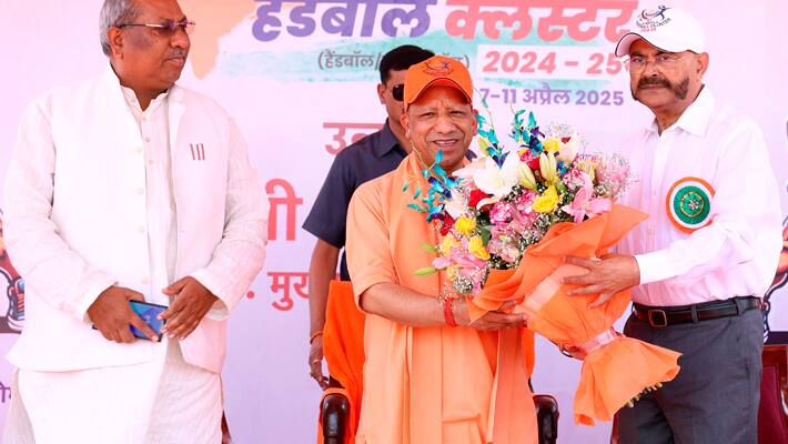 Yogi Adityanath at inauguration ceremony of the First All India Police Handball Cluster