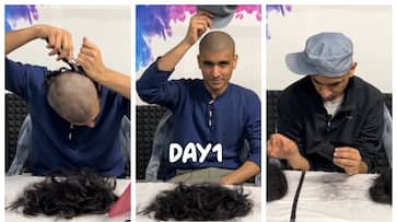 Young man shaves his head to count his hair strands Social media says unemployment is true Young man shaves his head to count his hair strands Social media says unemployment is true