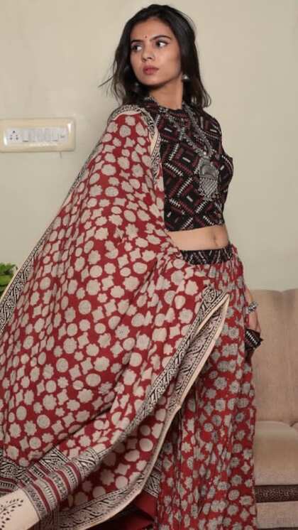 Black zig-zag striped lehenga