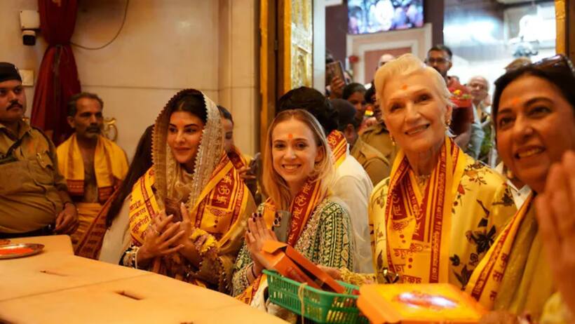 Jacqueline Fernandez, Elon Musk’s mom Maye Musk visit Siddhivinayak Temple in Mumbai