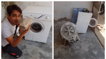 Video of a young man experimenting by putting a stone in a washing machine goes viral Video of a young man experimenting by putting a stone in a washing machine goes viral