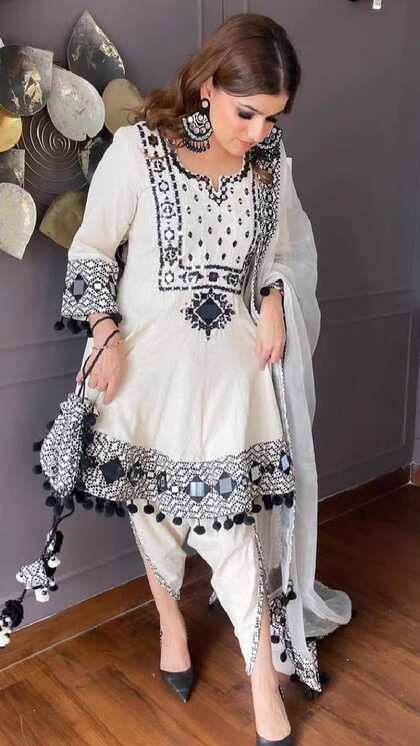 Mirror Work Dhoti Suit