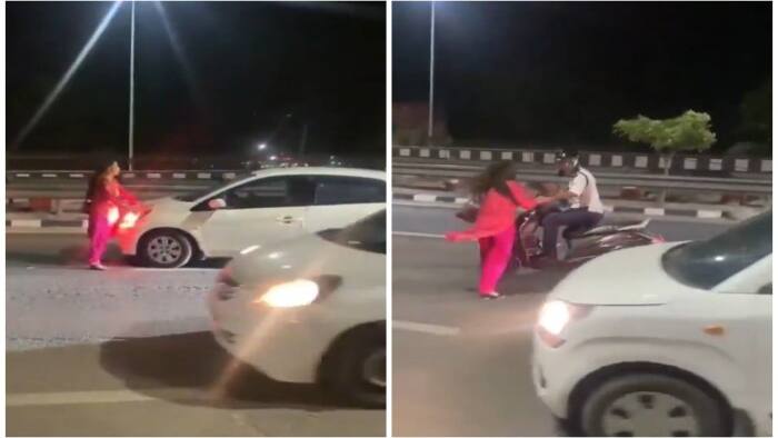 Drunk woman on Haridwar Highway