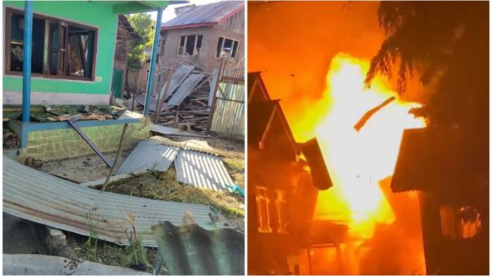 terrorists house on fire