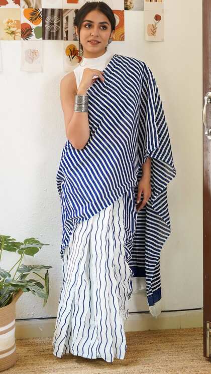 Elegant Black & White Sarees Under Rs.1000
