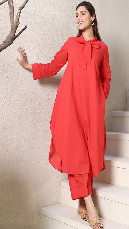 Plain Light Red Suit