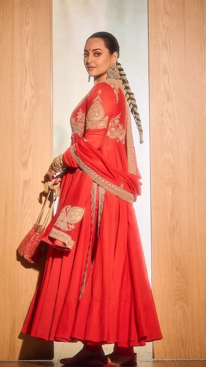 Red Anarkali Silk Suit