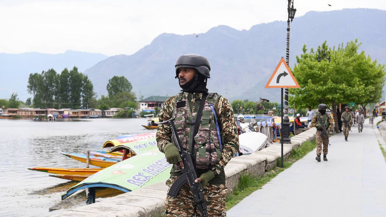 CRPF personnel patrol on the banks of Dal lake after the Pahalgam terror attack
