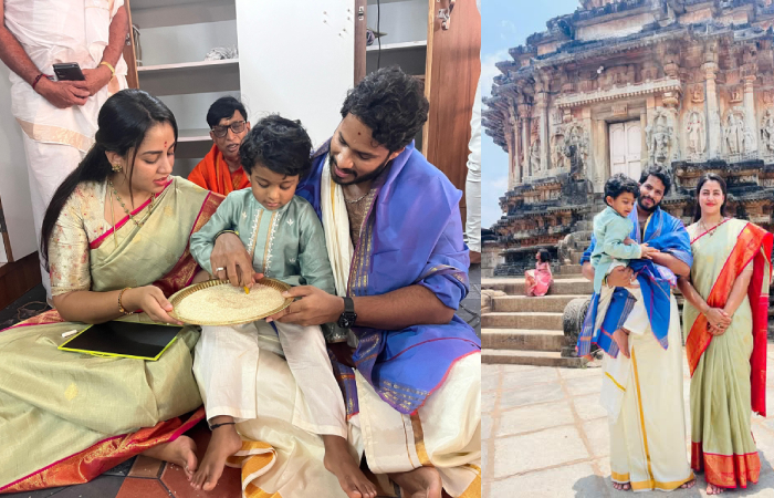 Nikhil kumaraswamy’s son’s aksharabhyasa at Sringeri temple Nikhil kumaraswamy’s son’s aksharabhyasa at Sringeri temple