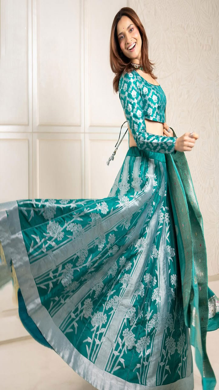 ankita lokhande blue dress Baaghi 3: Ankita Lokhande looks drop dead gorgeous in sky blue dress as she  promotes her film on The Kapil Sharma Show