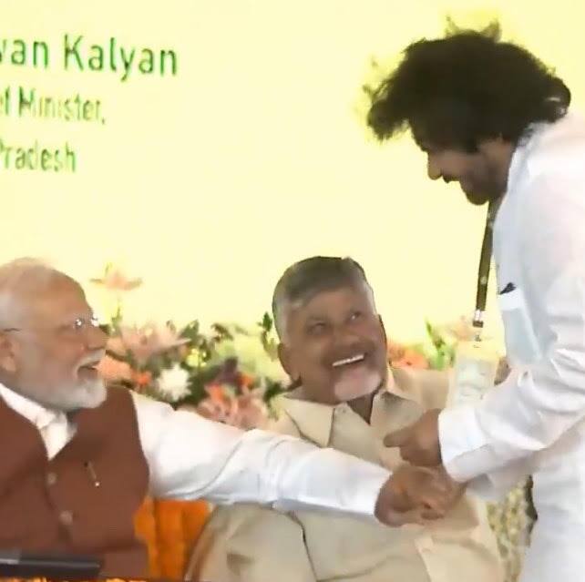 A 'chocolaty' moment in Amaravati: PM Modi greets Pawan Kalyan with more than a smile
