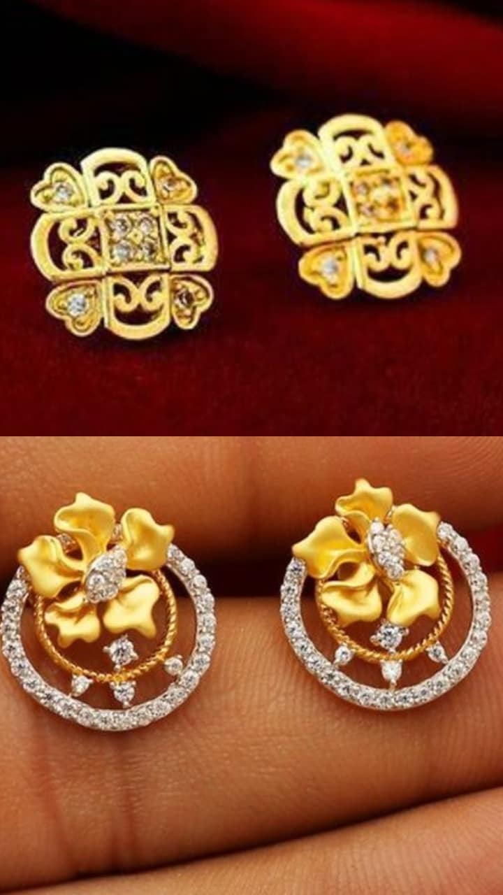 Gold Stud Earrings Designs for Sister In Law kvn