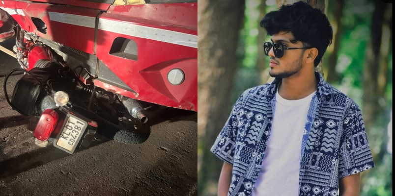 21 year old bike rider killed after KSRTC bus hit his vehicle in late night accident at Trivandrum