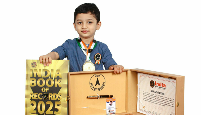 Three year old boy wins India Book of Records Achiever Award this clever little boy has many talents 