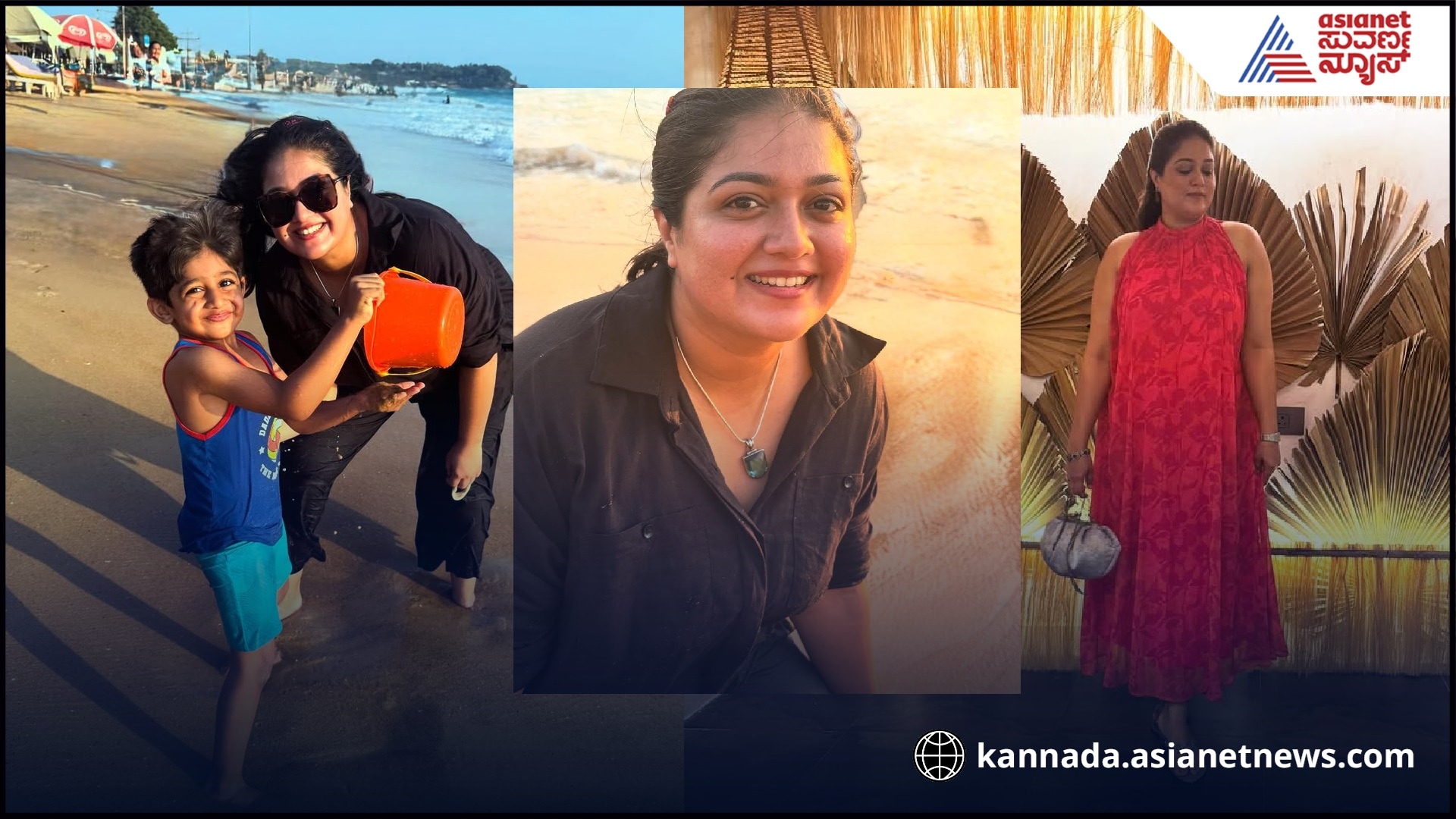 Meghana Raj enjoys in Goa with son and mom pav