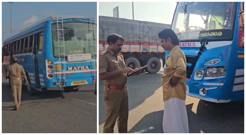 KL 38 1921 bus running on Thrissur Varakara route but no permit Action taken