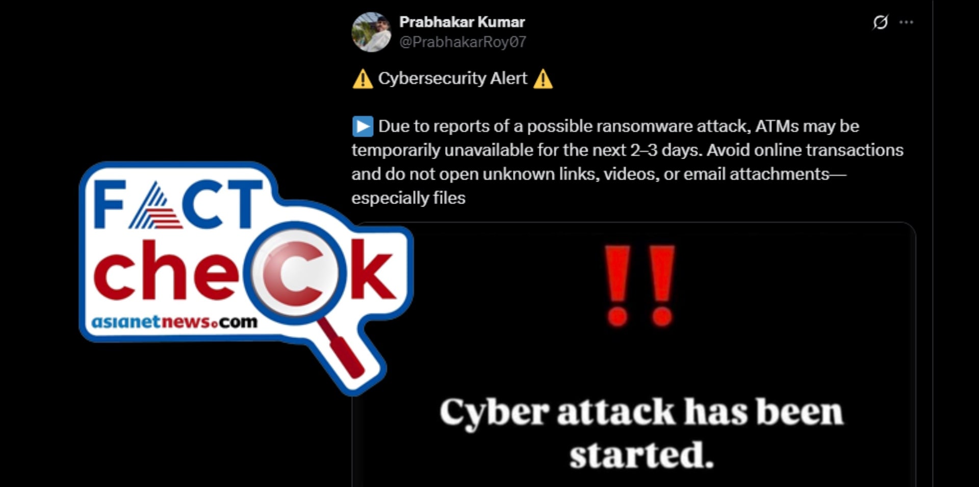 ATM centers will be closed for next 2 3 days is fake news