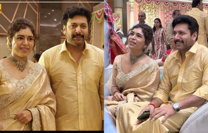 tamil actor jayam ravi and kenisha attend marriage function 