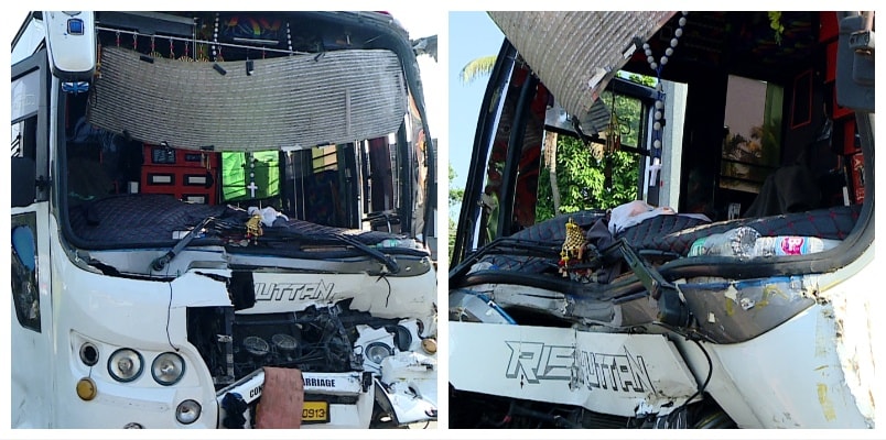 tourist bus and container lorry accident at kochi national highway 