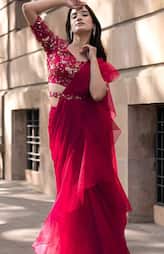 Ruffle Sarees for Wedding Festivities Stylish and Trendy in telugu KVG