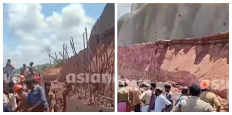 Cheruvathur National Highway construction Worker dies in landslide three injured