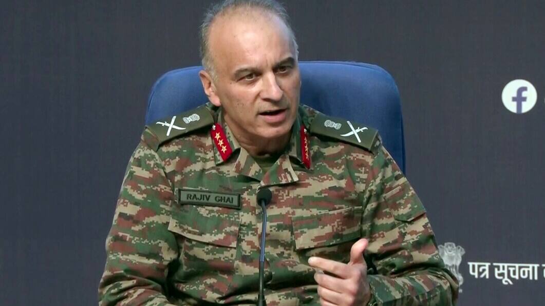 DGMO Lieutenant General Rajiv Ghai speaks during the press conference on Operation Sindoor