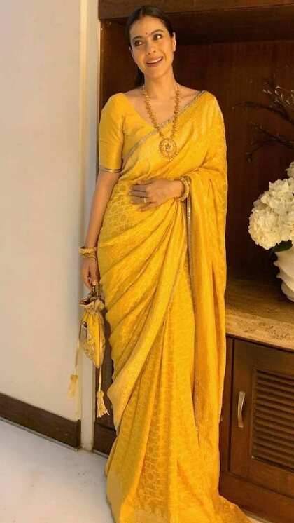 షిఫాన్ పసుపు చీర