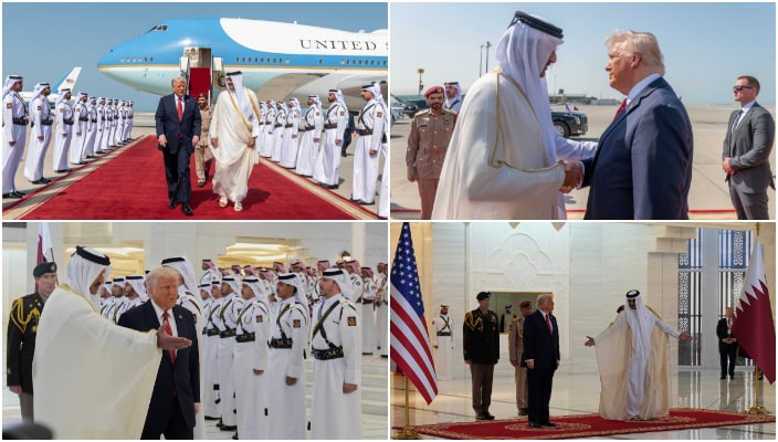 us president in qatar after 22 years donald trump gets warm welcome