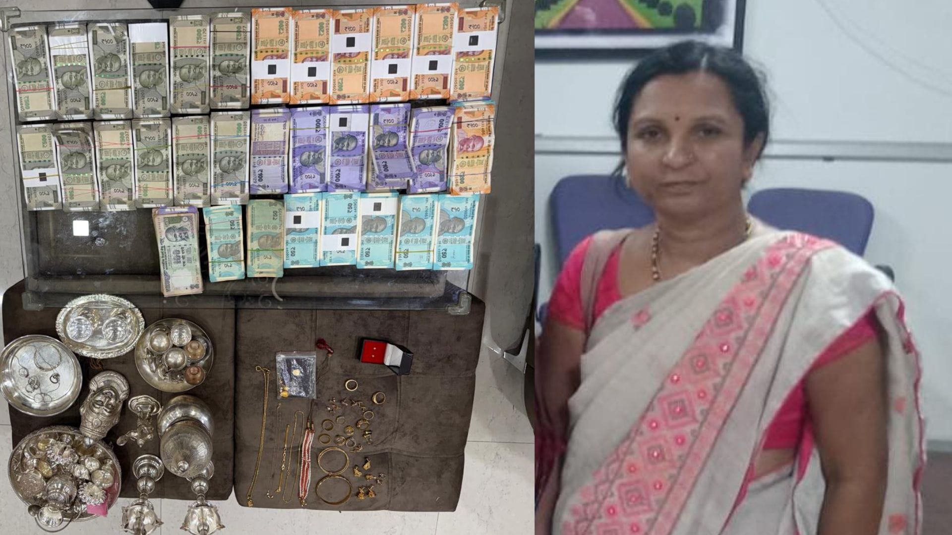 Lokayukta Raid Gold Silver Cash Seized from Vijayapura officer Renuka sat