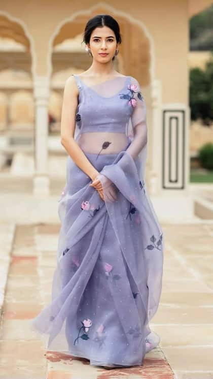Organza Floral Print Saree