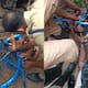 6 year old boy s knee got stuck in a bicycle chain after falling off his bicycle