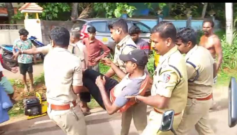 വിഴിഞ്ഞത്ത് ബൈക്കുകൾ കൂട്ടിയിടിച്ച് അപകടം; ഷോക്ക് അബ്സോര്‍ബറിനും വീലിനും ഇടയിൽ കാൽ കുരുങ്ങി യുവാവിന് പരിക്ക്