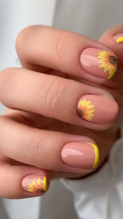 Sunflower Design Nail Art