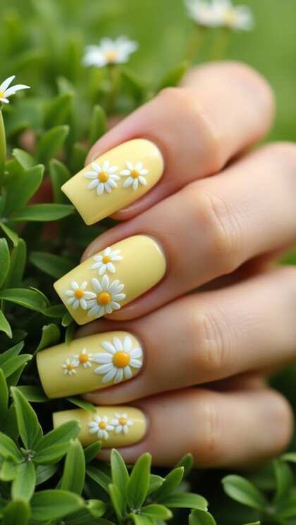 White and Yellow Nail Art