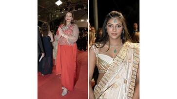 Nidarshana Gowani Shines at Cannes 2025 in Red Zari Look as Daughter Trishla Celebrates Indian Art