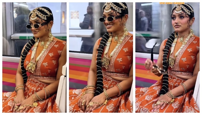 Video of indian girl wearing lehenga in Paris metro goes viral