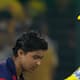 Vaibhav Suryavanshi touching MS Dhoni's feet after RR beat CSK
