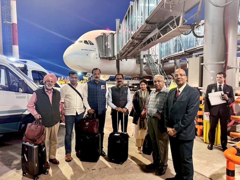All-party delegation to five nations led by DMK MP MP Kanimozhi Karunanidhi arrive at Moscow Domodedovo International Airport