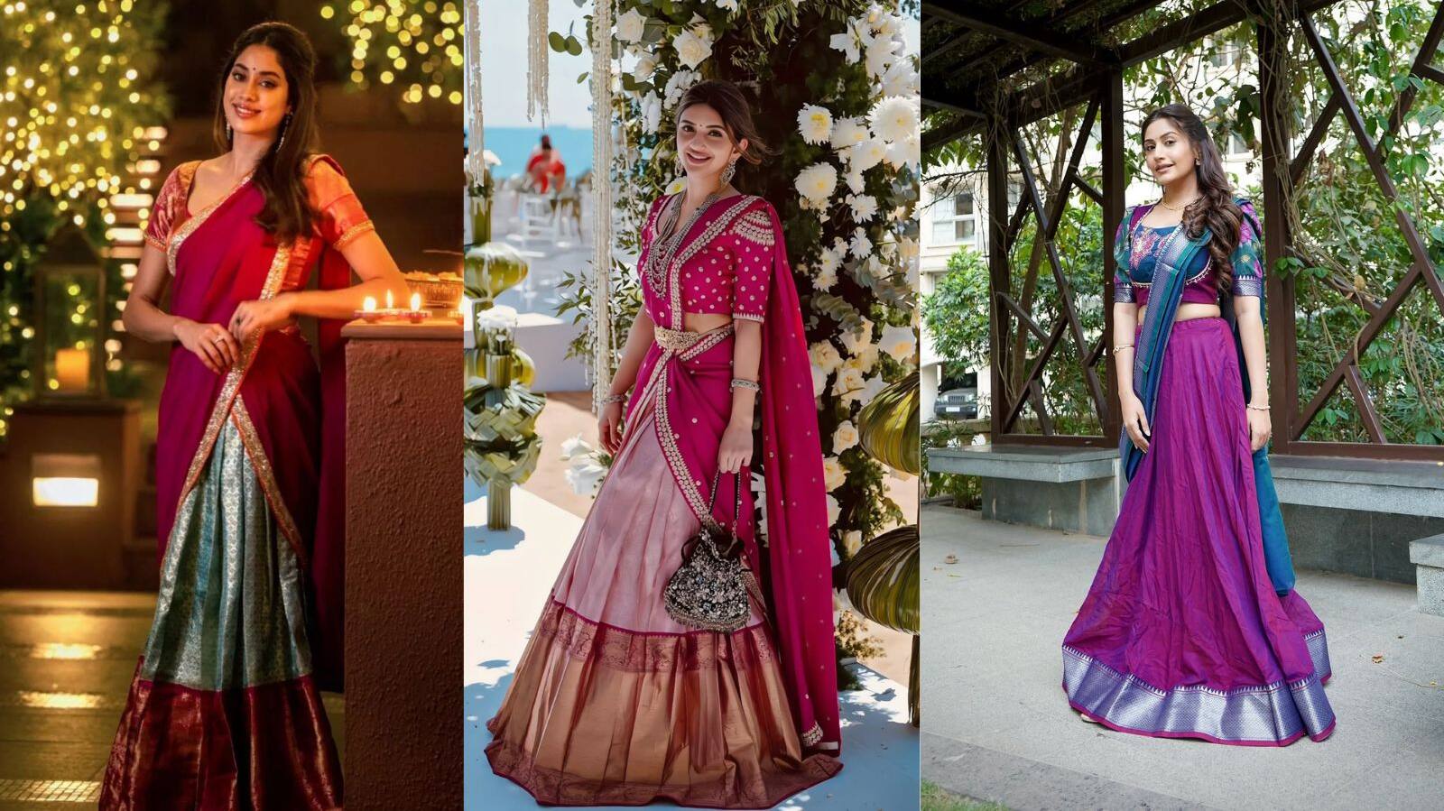 Traditional South Indian lehenga for puja