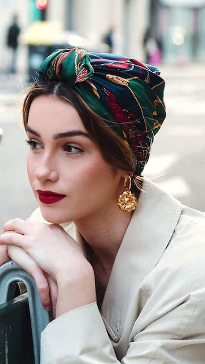 Top Knot with Scarf Hairstyle