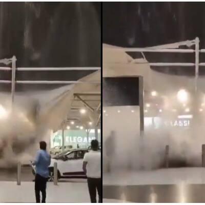 Delhi airport viral video: Terminal 1 shade collapses after heavy rain (WATCH)