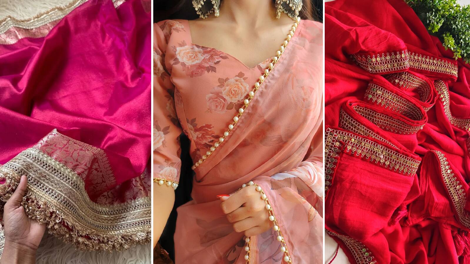 Make Simple Plain Saree designer with 100 Rs lace Design